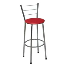 Kit 2 Banquetas Alta Cromada Cozinha Balcão Assento Vermelho Foto mini 4
