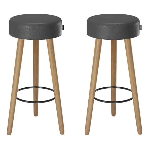 Kit 2 Banquetas Couro Sintético E Madeira Maciça Wt Foto 1