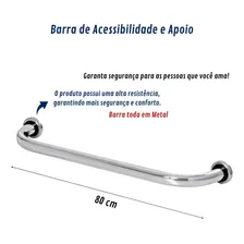 Kit 2 Barras Alça Apoio Para Banheiro 80cm Idoso Em Inox Cor Prateado Foto mini 4