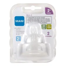 Kit 2 Bicos De Silicone Para Mamadeira 2m+ Fluxo Médio Mam Foto mini  2