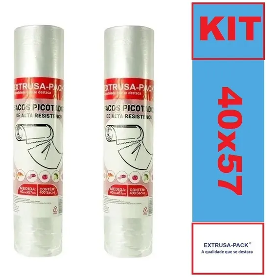 Kit 2 Bobina Saco Picotado Grande Plástico Freezer 40x57cm Foto 1