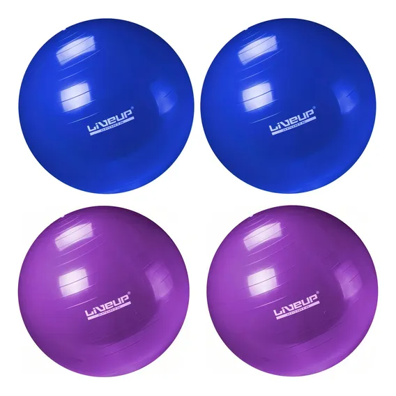 Kit 2 Bola Pilates Suiça 65cm Azul + 2 Bolas Suiça 55cm Roxa Foto 1