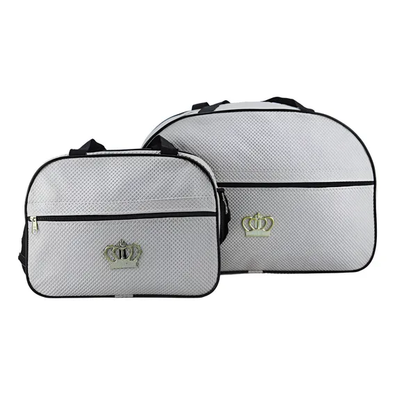 Kit 2 Bolsa Bebe Mala Saída Maternidade Menino Menina Linda Cor Creme Foto 1