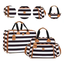 Kit 2 Bolsa Maternidade Creche Grandes Londres Listrada Hug Preto E Branco Foto mini 1