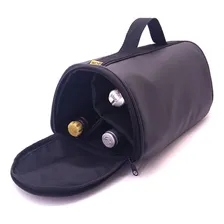 Kit 2 Bolsas Porta Vinho Triplo Couro Preto Foto mini 3