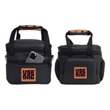 Kit 2 Bolsas Térmicas Fitness Lancheira Marmiteira Academia Cor Preto Foto  mini 1