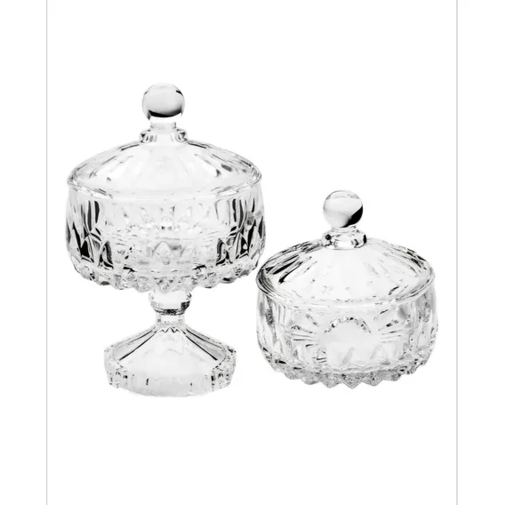 Kit 2 Bombonieres Baleiro P/ Doces Balas Cristal Wolff Cor Incolor Foto 1