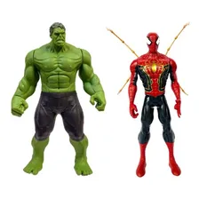 Kit 2 Bonecos Homem Aranha E Hulk Vingadores 30cm Luz E Som Foto  mini 1