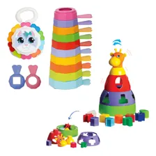 Kit 2 Brinquedo Educativo Encaixar Empilhar Bebe 1ano Foto  mini 1