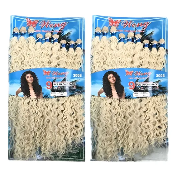 Kit 2 Cabelos Orgânico Ondulado Loiro Na Tela 80cm/300g. Cor Loiro Claríssimo #613 Foto 1