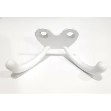 Kit 2 Cabide Parede Gancho Duplo P/ Roupa Horizontal Branco Foto mini 2