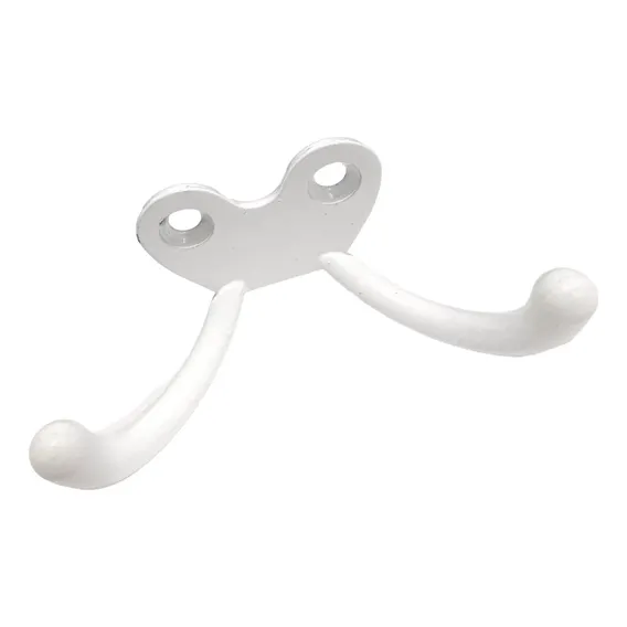 Kit 2 Cabide Parede Gancho Duplo P/ Roupa Horizontal Branco Foto 1