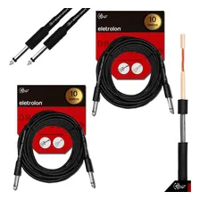 Kit 2 Cabo P10 P10 Mono P/ Violão Guitarra Baixo 10m Metros Foto  mini 1