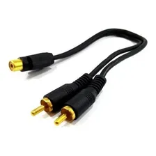 Kit 2 Cabos Y: 2 Rca Macho + 1 Rca Fêmea Dourado 20cm Foto mini 1