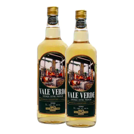 Kit 2 Cachaça Vale Verde Extra Premium Envelhecida 1000ml Foto 1