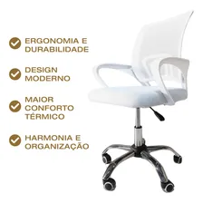 Kit 2 Cadeira Escrit贸rio Girat贸ria Mesh Branca Consult贸rio Foto mini 3