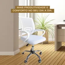 Kit 2 Cadeira Escrit贸rio Girat贸ria Mesh Branca Consult贸rio Foto mini 2