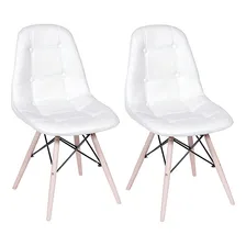 Kit 2 Cadeiras Charles Eames Botonê Eiffel Estofada Branco Foto mini 2