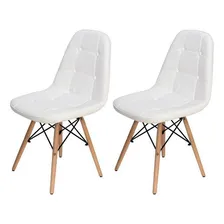 Kit 2 Cadeiras Charles Eames Botonê Eiffel Estofada Branco Foto mini 1