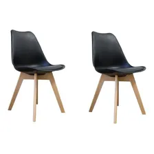 Kit 2 Cadeiras Eames Leda Base Madeira Sem Braço Foto  mini 1