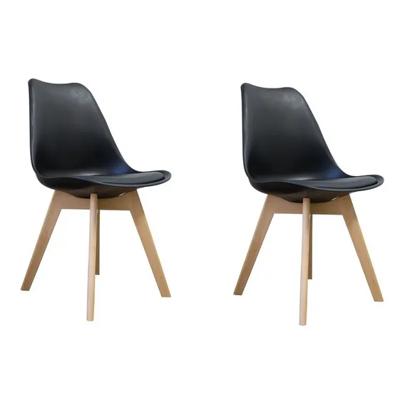 Kit 2 Cadeiras Eames Leda Base Madeira Sem Braço Foto 1