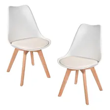 Kit 2 Cadeiras Leda Saarinen Wood Branco Foto  mini 1