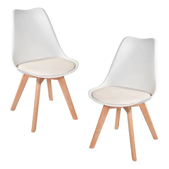Kit 2 Cadeiras Leda Saarinen Wood Branco Foto 1