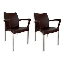 Kit 2 Cadeiras Poltronas Plástico Jardim Área Externa Cor Marrom Foto mini 1