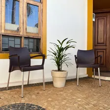 Kit 2 Cadeiras Poltronas Plástico Jardim Área Externa Cor Marrom Foto mini 2