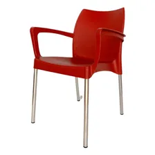 Kit 2 Cadeiras Poltronas Plástico Jardim Área Externa Cor Vermelho Foto mini  3