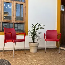 Kit 2 Cadeiras Poltronas Plástico Jardim Área Externa Cor Vermelho Foto mini 4