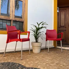 Kit 2 Cadeiras Poltronas Plástico Jardim Área Externa Cor Vermelho Foto mini  2