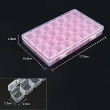 Kit 2 Caixa Organizador 28 Divis贸rias Pedrarias Unhas Strass Cor Rosa Foto mini 2