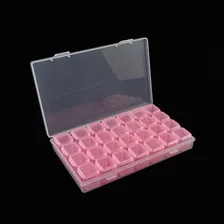 Kit 2 Caixa Organizador 28 Divis贸rias Pedrarias Unhas Strass Cor Rosa Foto mini 1