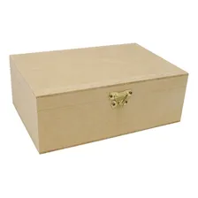 Kit 2 Caixa Retangular Fecho E Dobradiça 37x27x13 Mdf Madeir Foto mini  2