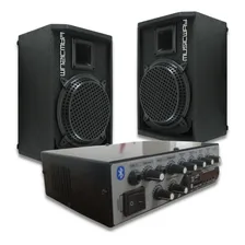Kit 2 Caixas Acústicas Retorno+amplificador Music Way Foto mini 1