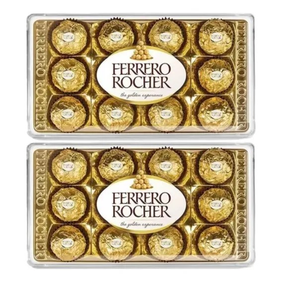 Kit 2 caixas chocolate bombom Ferrero Rocher com 12 unidades cada Foto 1