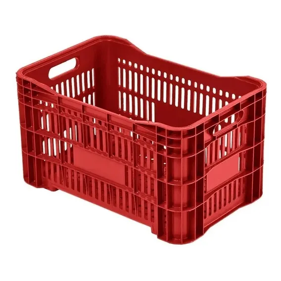 Kit 2 Caixas PlĂĄstica AgrĂcola HortifrĂști 56x36x31cm 49l Cor Vermelho Foto 1