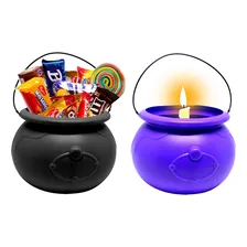 Kit 2 Caldeirão Dia Das Bruxas Decoração Festa Preto E Roxo Foto  mini 1