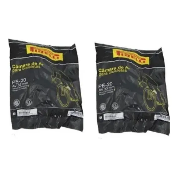Kit 2 Câmara De Ar Bicicleta Aro 20 Pirelli Bico Grosso 33mm Foto 1