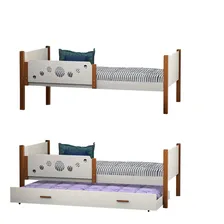 Kit 2 Camas Solteiro Star Com 1 Cama Auxiliar Branco/amĂȘndoa Bolinhas Foto mini 1