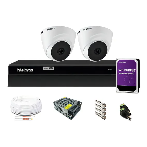 Kit 2 Camera De Segurança Dome 720p Dvr Intelbras 4 Ch 1tb Foto 1