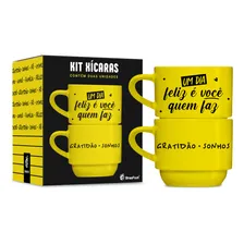 Kit 2 Caneca XÃcara Porcelana Empilhável Presente Temas Cor Um Dia Feliz Foto mini 1