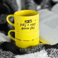 Kit 2 Caneca XÃcara Porcelana Empilhável Presente Temas Cor Um Dia Feliz Foto mini 2