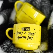 Kit 2 Caneca XÃcara Porcelana Empilhável Presente Temas Cor Um Dia Feliz Foto mini 4
