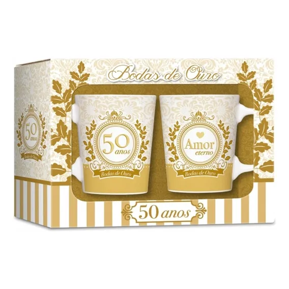 Kit 2 Canecas Bodas De Ouro Brasfoot Foto 1