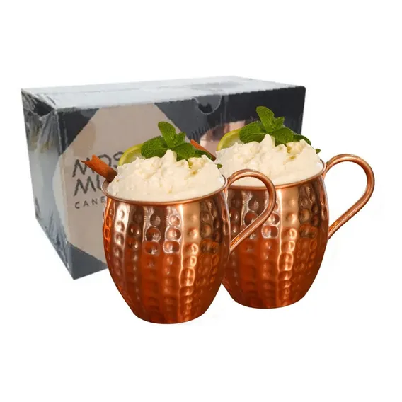 Kit 2 Canecas Moscow Mule Em Cobre Puro 500 Marteladas Impermeabilizadas C/ Caixa Foto 1
