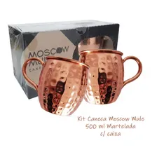 Kit 2 Canecas Moscow Mule Em Cobre Puro 500 Marteladas Impermeabilizadas C/ Caixa Foto mini 2