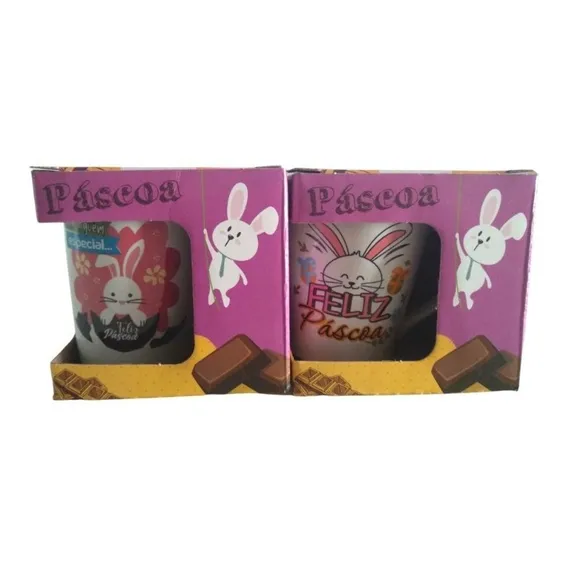 Kit 2 Canecas Xicaras Tulipa 250ml Presente Pascoa Sortido Foto 1
