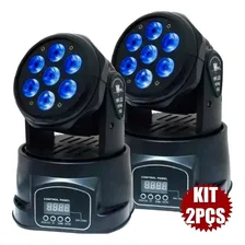 Kit 2 Canhão Luz Mini Moving Head 7 Led 12w Rgbw Quadriled 110V/220V Foto mini 1